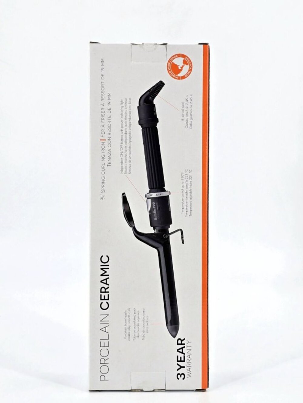 Babylisspro Curling Iron 0.75 in Spring Porcelain Ceramic Professional 3/4" - Picture 5 of 8